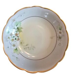 Antique Pickard Hand Painted Porcelain dish/bowl with Apple Blossoms 14 K gold